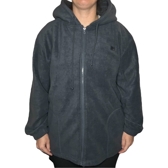 Vintage 90s Wilson Fleece Hoodie Jacket Men’s Large Charcoal Grey - Picture 1 of 11